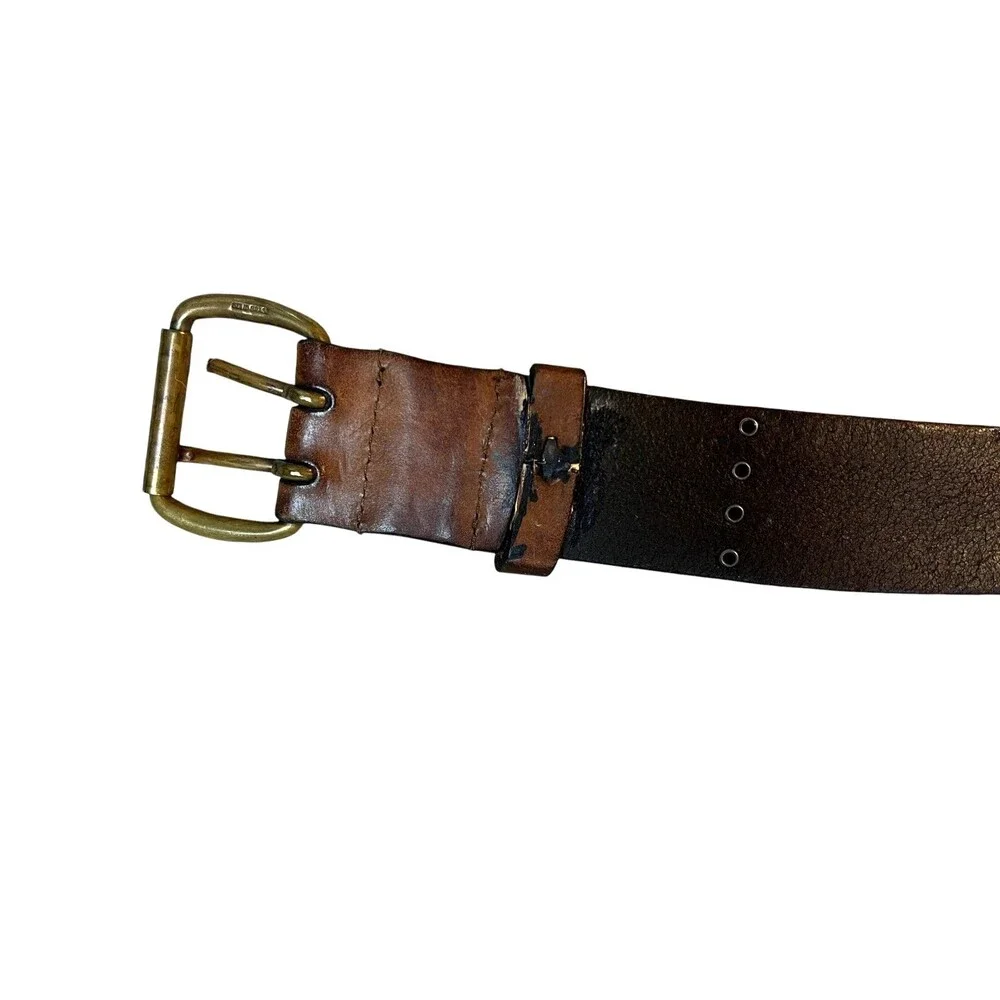 Harley Davidson Mens Brown Distressed Embossed Leather Belt  Size 38  Biker Moto